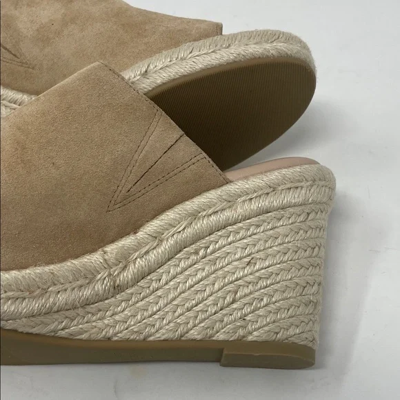 Stuart Weitzman Tan Suede-Like Espadrille Wedge Slip-On Sandals Size 7 - Picture 13 of 15